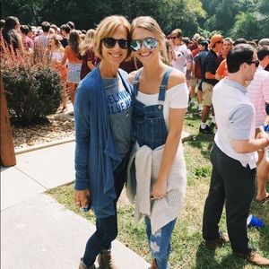 Lightly worn distressed overalls.